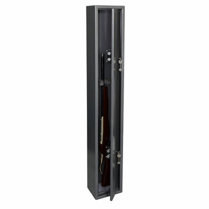 Phoenix Lacerta GS8000K 1 Gun Safe – Heavy-Duty Steel Cabinet with 2 High-Security Key Locks, Police Approved, Wall & Floor Mountable, Metallic Graphite Finish