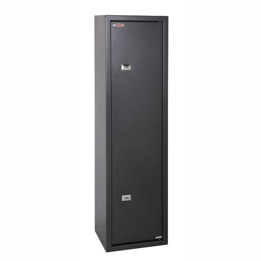 Phoenix Lacerta GS8002K 6 Gun Safe – Heavy-Duty Steel Cabinet with 2 High-Security Key Locks, Police Approved, Wall & Floor Mountable, Metallic Graphite Finish