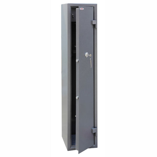 Phoenix Tucana GS8015K 3 Gun Safe – Heavy-Duty Steel Cabinet with Internal Ammo Box, High-Security Key Lock, Police & EN14450 S1 Approved, Wall & Floor Mountable, Grey Finish